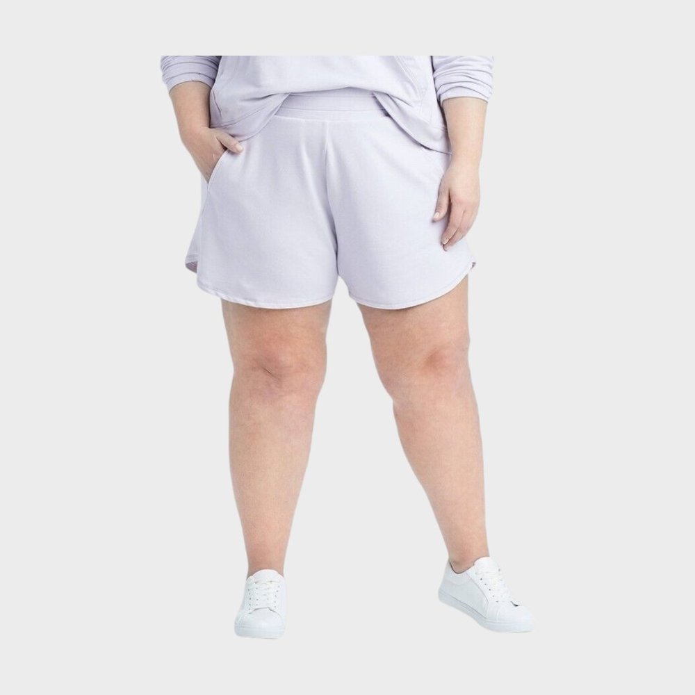 NWT All In Motion Plus Size Lavender Mid Rise French Terry Shorts size 3X